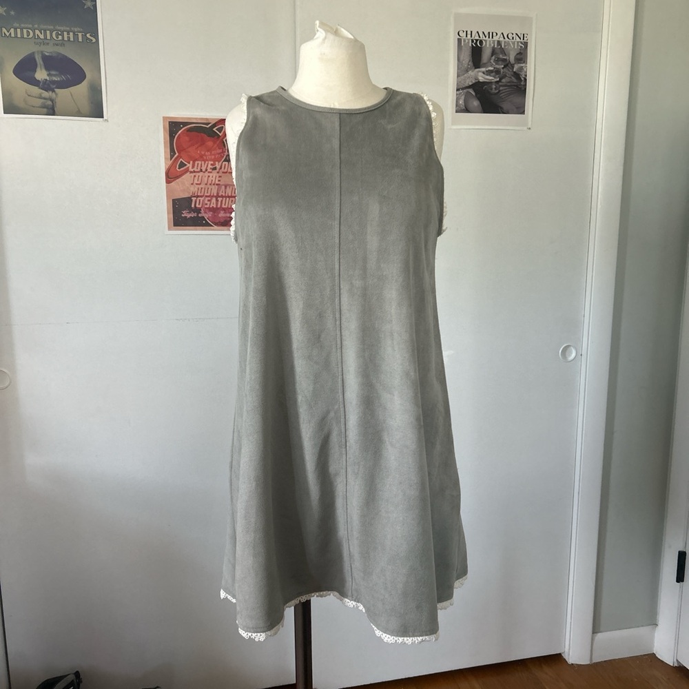 Paper Crane Gray Sleeveless A-Line Mini Dress